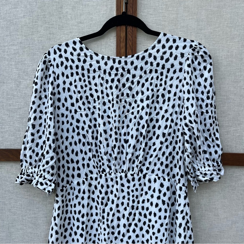 Nobody’s Child White Smudge Spot Print Selena Polka Dot Midi Dress - 12 - Picture 11 of 15